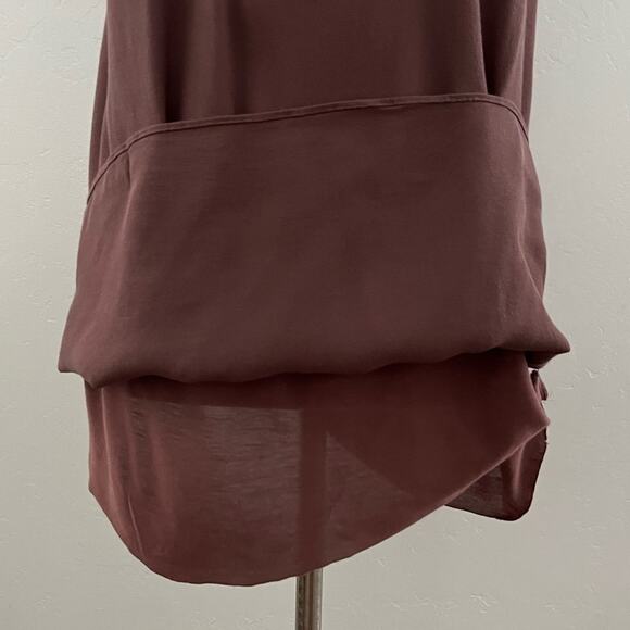 Aritzia Wilfred Free Teigen Crepe Mini Dress Casual Minimalist Mauve Brown Small - Picture 7 of 11